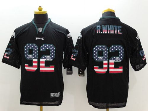 Nike Eagles #92 Reggie White Black Men's Stitched NFL Elite USA Flag Fashion Jersey - Click Image to Close